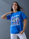 Voltedge Women Graphics Printed Cotton Relaxed Fit Royal Blue Half Sleeve T-Shirt