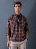 Men Relax fit Brown Checked Campus Casual Shirt