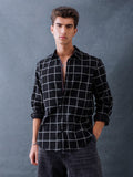 Men Relaxed Fit Black Large Checked Premium Cotton Casual Shirt