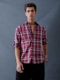 Men Relax fit Maroon Checked Campus Casual Shirt