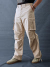 Men Relax Fit Beige Cotton Stretch Outdoor Cargo Pant