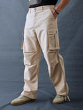 Men Relax Fit Beige Cotton Stretch Outdoor Cargo Pant