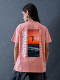 Voltedge Women Graphics Printed Cotton Relaxed Fit Peach Half Sleeve T-Shirt