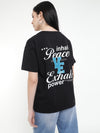 Voltedge Women Graphics Cotton Relaxed Fit Black Half Sleeve T-Shirt