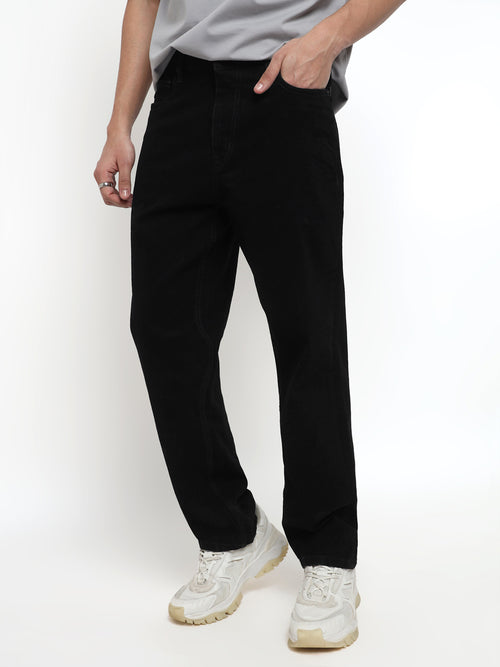 Men Premium High Stretch Straight Fit Black Jeans