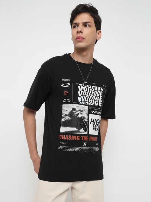 Voltedge Men Graphics Cotton Relaxed Fit Half Sleev T-Shirt
