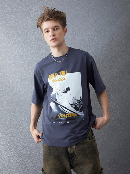 Voltedge Men Graphics Cotton Relaxed Fit Half Sleev T-Shirt