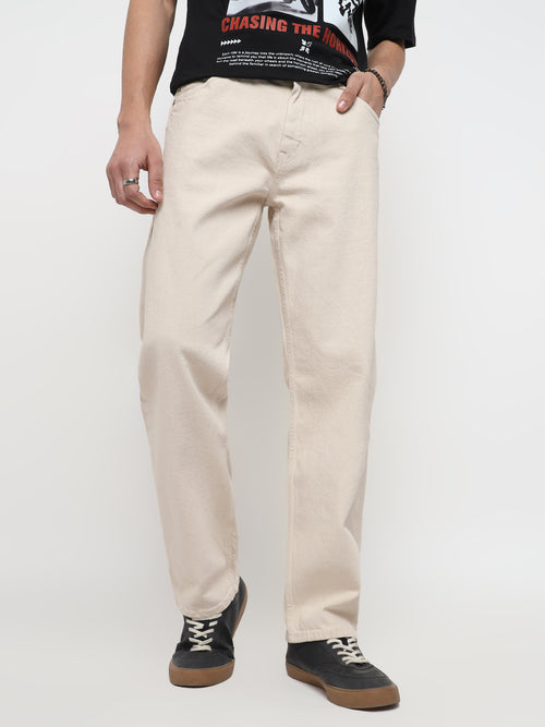 Men Premium High Stretch Straight Fit ECRU Jeans