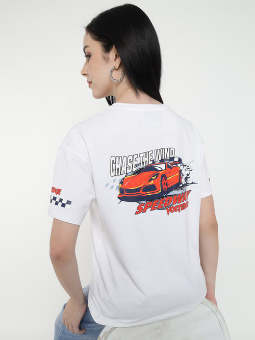 Voltedge Women Graphics Cotton Relaxed Fit Half Sleev T-Shirt